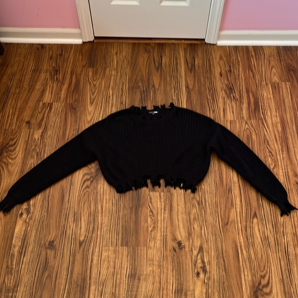 Black knit sweater.